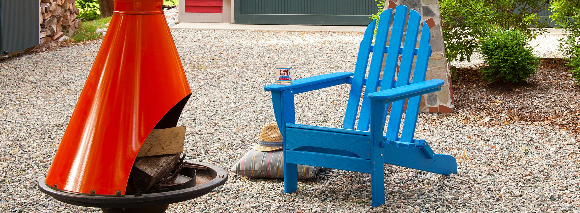 blue plastic adirondack