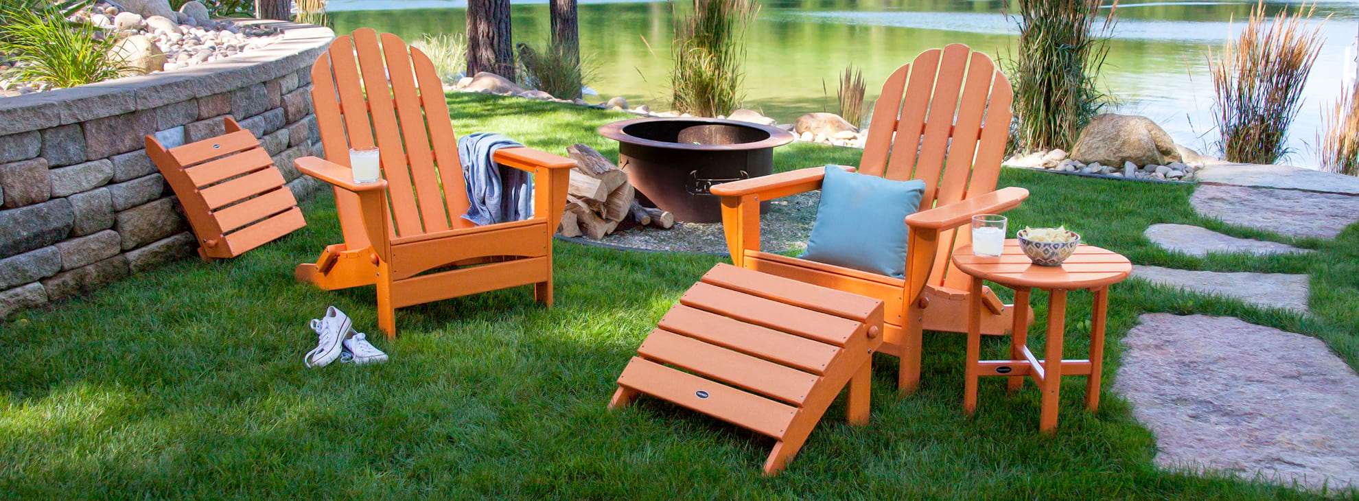 orange wood adirondack chairs