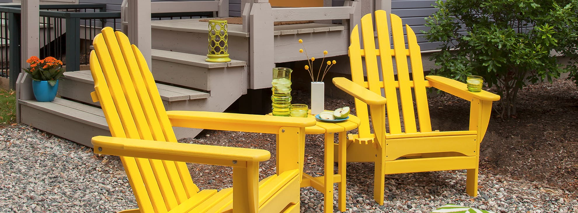 yellow adirondack chairs